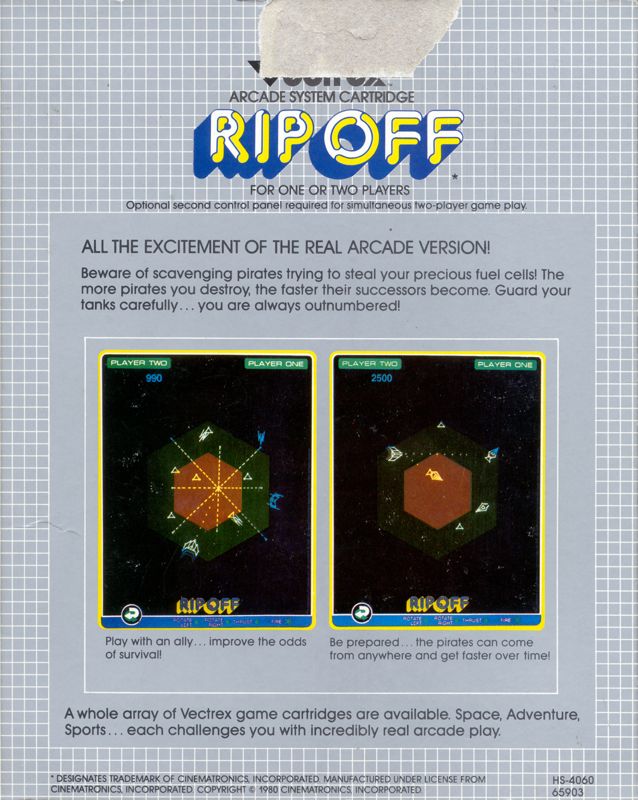 Rip Off box art for Vectrex